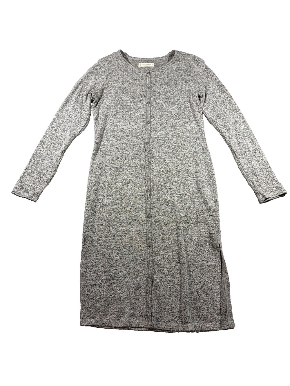 Lucky Brand Cloud Soft Knit Button Up Cardigan Dress Heather Gray XS 0194